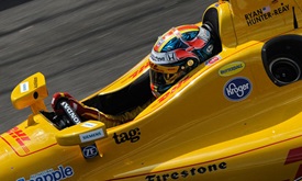 Thumbnail for Hunter-Reay slides to top, first to hit 225 in practice