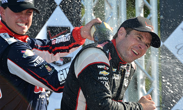 thumbnail for Power holds off Rahal in 10-lap sprint to finish
