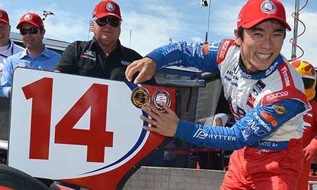 thumbnail for Sato swipes Verizon P1 Award on record last lap