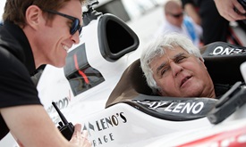 Thumbnail for Leno gets latest car thrills turning laps in Indy car