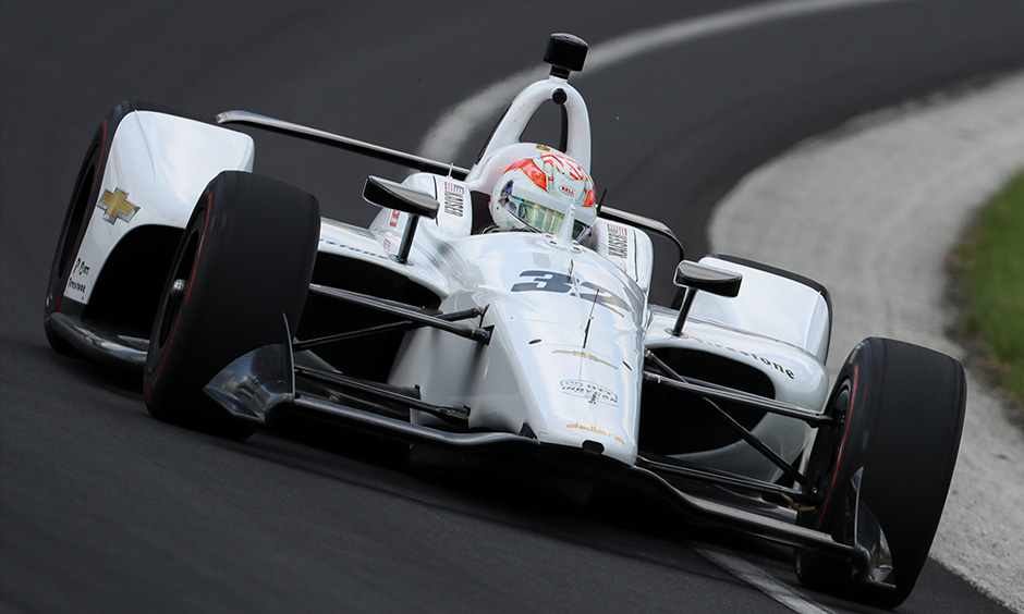 Kyle Kaiser white car Indy 500 practice