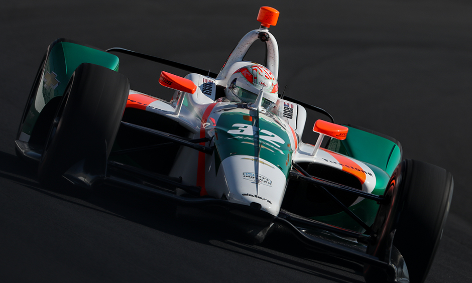 Kyle Kaiser on track Indy 500 practice