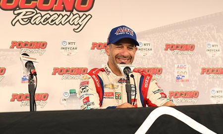 thumbnail for Kanaan leads Pocono practice, Newgarden to start on pole