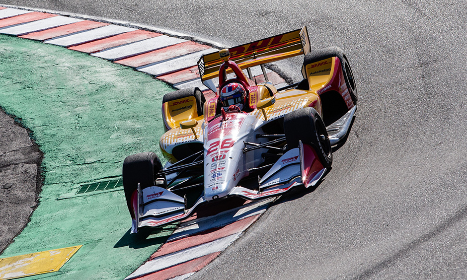 Alexander Rossi in Ryan Hunter-Reay's car