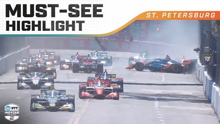thumbnail for Nolan Siegel, Will Power and Louis Foster Wreck on Lap 1 at St. Pete